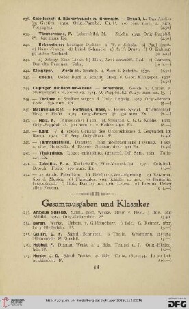 Gesamtausgaben und Klassiker (Nr. 253 - 275)
