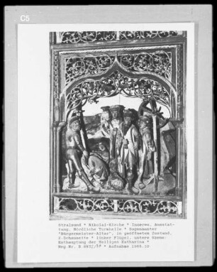 Bürgermeisteraltar: linker Innenflügel, 2. Schauseite, Enthauptung der heiligen Katharina