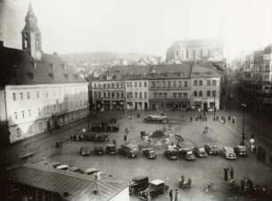 Marktplatz, Blick nach Südosten : Annaberg-Buchholz, Marktplatz mit Rathaus, Blick nach Südosen