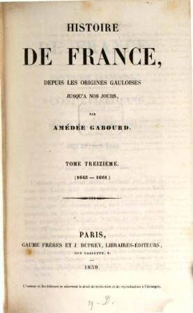 Histoire de France, depuis les origines gauloises jusqu'à nos jours, 13
