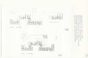 Gästehaus am Luisenplatz, Berlin-Charlottenburg (Diplomarbeit bei Bernhard Hermkes): Grundrisse Zwischengeschoss + 8.55 bis + 9.25 und 1. - 2. Obergeschoss 1:200