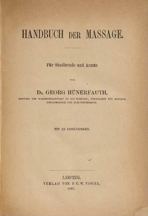 Handbuch der Massage : für Studirende und Aerzte