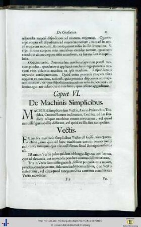 Caput VI. De Machinis Simplicibus.