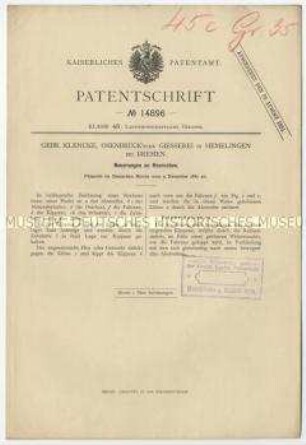 Patentschrift einer Neuerung an Heurechen, Patent-Nr. 14896