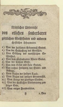 Nützlicher Unterricht von etlichen sonderbaren göttlichen Wohltaten und anderen christlichen Lehrpunkten