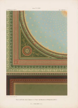 Haus des Baumeisters Schmieden, Berlin: Innenansicht Wand und Decke (aus: Architektonisches Skizzenbuch, H. 139/4, 1876)