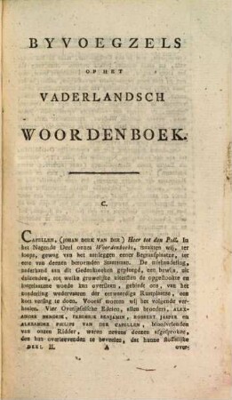 Vaderlandsch Woordenboek : Met Kaarten, Plaaten en Pourtraitten. [37], Byvoegzels Op Het Vaderlandsch Woordenboek ; C - G