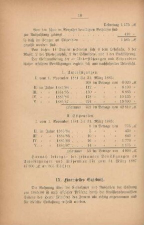IX. Finanzielles Ergebniß
