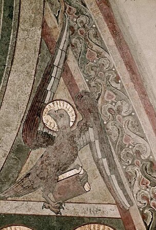 Christus als Weltenrichter, umrahmt von Heiligen und den Evangelistensymbolen