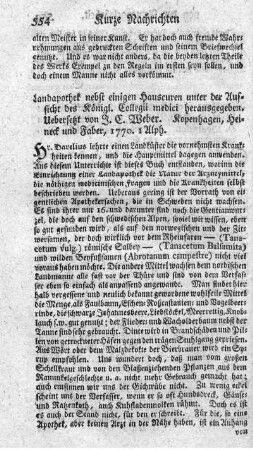 Landapotheke nebst einigen Hauscuren.