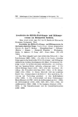 Geschichte des Militär-Erziehungs- und Bildungswesens im Königreich Sachsen