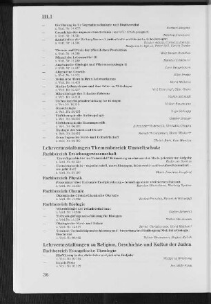 Lehrveranstaltungen Themenbereich Umweltschutz