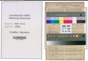 Entnazifizierung Hermann Coelfen , geb. 01.09.1895 (Kaufmann)