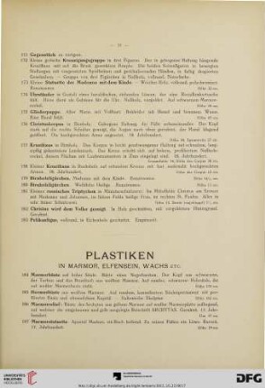 Plastiken in Marmor, Elfenbein, Wachs etc. (Nr. 184-217)