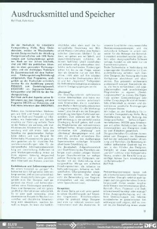 Ausdrucksmittel und Speicher : Gestalten am Computer