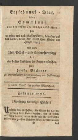 Zweites Stück, des zweiten Bändchens
