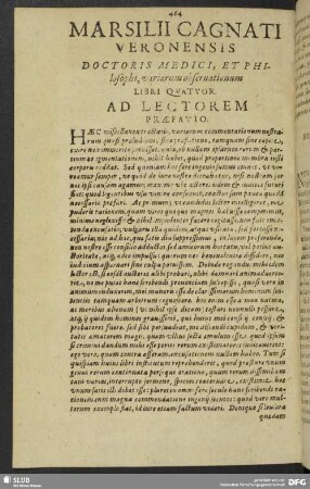 Marsilii Cagnati Veronensis ... variarum observationum lib. IV.