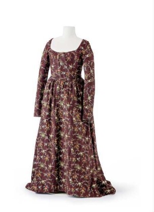 Bedrucktes Damenkleid mit braun-violettem Fond