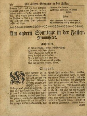 Am andern Sonntage in der Fasten, Reminiscere