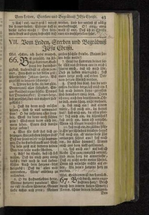 VII. Vom Leiden, Sterben und Begräbniß Jesu Christi.