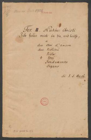 Ich freue mich in dir; V (4), Coro, orch; BWV 133; BC A 16