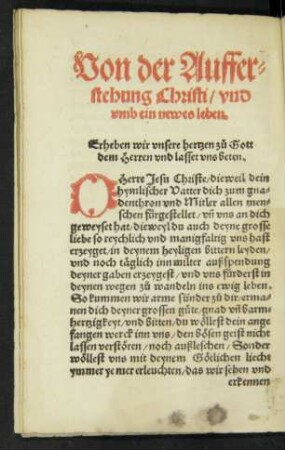Von der Aufferstehung Christi/ und umb ein newes leben.