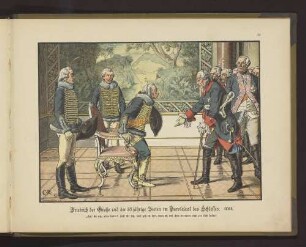Friedrich der Große und der 85jährige Zieten im Parolesaal des Schlosses. 1784