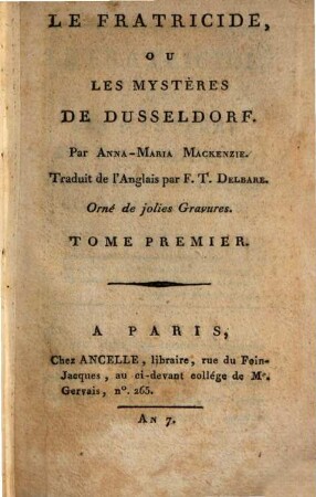 Le Fratricide, Ou Les Mystères De Dusseldorf, 1