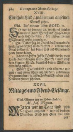 XXVII. Mittags- und Abend-Gesänge.
