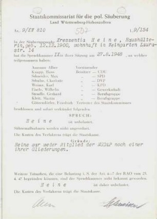 Heine, Kreszentia