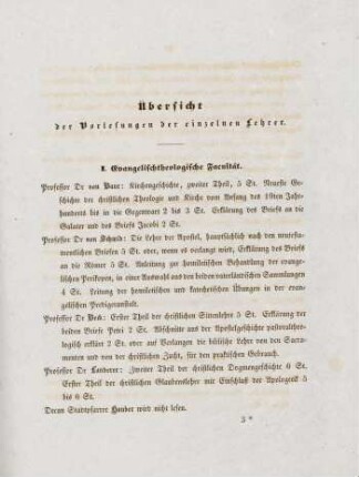 19-26, Uebersicht der Vorlesungen der einzelnen Lehrer