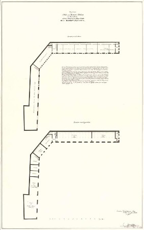 Moninger, Johann; München; Stall- und Remisengebäude - Grundriss EG, Grundriss 1. OG