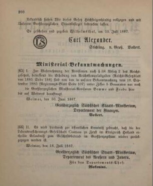 66. Ministerial-Bekanntmachung, die Zurückziehung der der Lebensversicherungs-Gesellschaft "Cosmos" zu Zeyst ertheilten Erlaubniß zum Geschäftsbetrieb im Großherzogthum betreffend