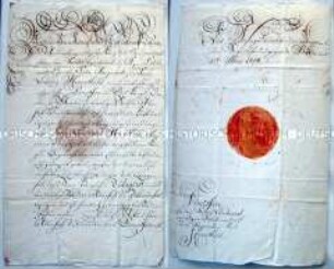 Entlassungspatent für Peter Daniel Ludwig Hauschild, mit königlichem Siegel