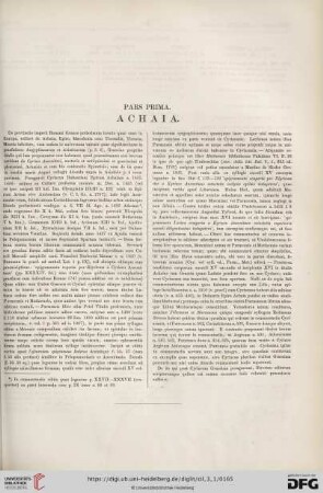 Pars prima: Achaia