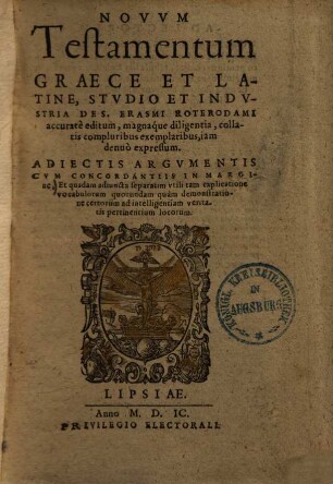 Novvm Testamentum Graece Et Latine