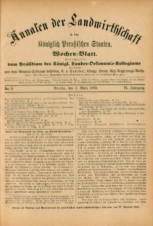 No. 9. Berlin, den 3. März 1869. IX. Jahrgang.