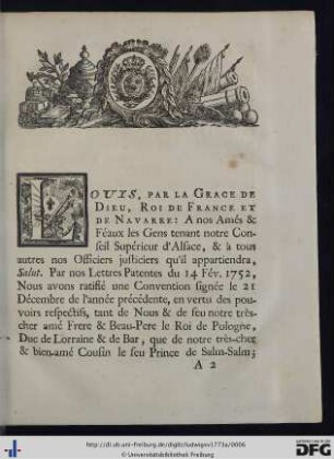 Lettres Patentes Sur Une Convention Conclue Le 21 Décembre 1751.