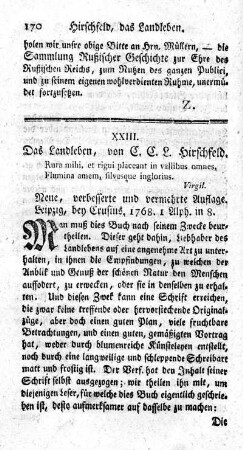 Das Landleben.