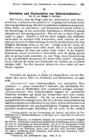 585-604, Simulation und Dissimulation von Geisteskrankheiten