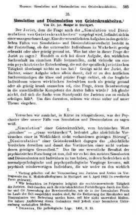 585-604, Simulation und Dissimulation von Geisteskrankheiten