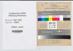 Entnazifizierung Josef Dieker, geb. 12.03.1890 (Lagermeister)
