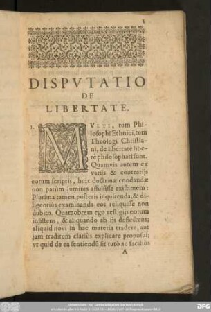 Disputatio De Libertate.