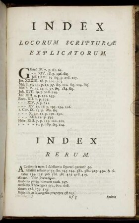 Index Locorum Scripturæ Explicatorum.