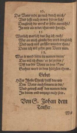 Von S. Johan dem Teuffer.