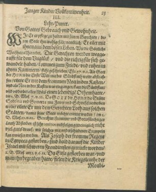 III. Lehr-Punct. Von Gottes Gebrauch und Gewohnheit.