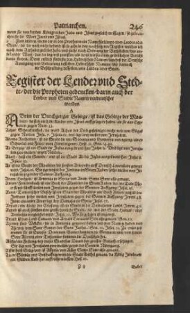 Register der Lender und Stedte/ der die Propheten gedencken ...