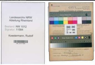 Entnazifizierung Rudolf Koestermann , geb. 03.08.1899 (Bergmann)