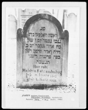 Grabstein Malchen Katz (+1902)