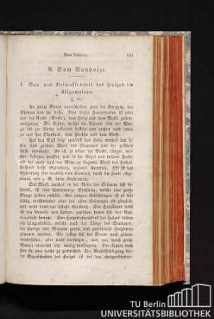 I. Bau und Beschaffenheit des Holzes im Allgemeinen.